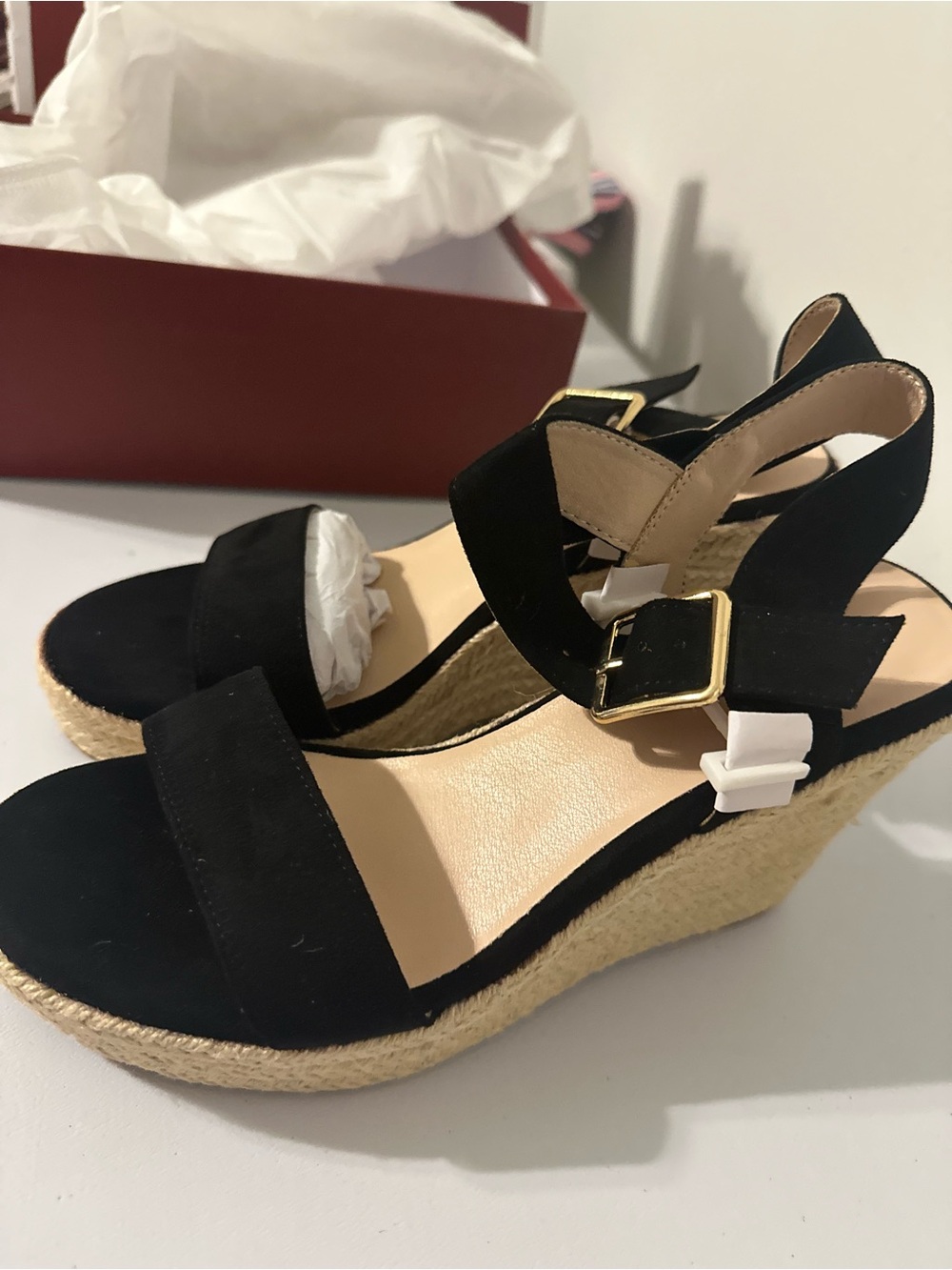Women’s Black Wedge Sandals - Classic Summer Style - Picture 2 of 6